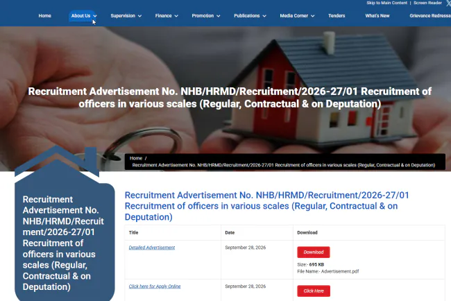 NHB Recruitment 2026: 6 Officer Posts, GM, DGM, AGM & Manager Apply Online