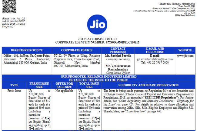 Jio Platforms IPO: SEBI DRHP se abhi kya confirm hota hai?