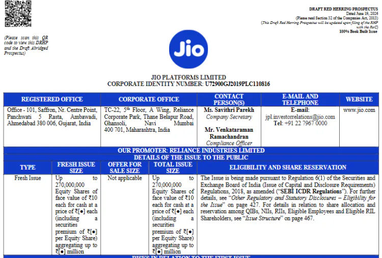 Jio Platforms IPO: SEBI DRHP se abhi kya confirm hota hai?